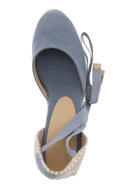 Shop Castaã±er Carina Wedge Sandals In Blue