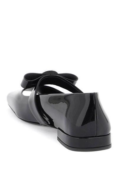 Shop Versace Open-toe Ballet Flats In Gianni Ribbon In Black