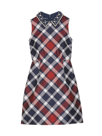 Shop Kate Spade Women's Jumbo Plaid Fit & Flare Dress In French Navy