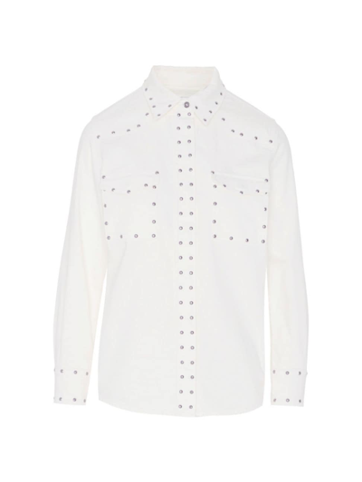 Shop 7 For All Mankind Women's Emilia Studded Cotton Shirt In Whisper White