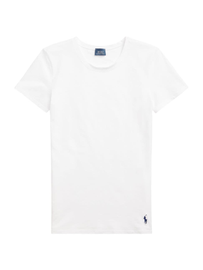 Shop Polo Ralph Lauren Women's Club Cotton Fitted T-shirt In White Cloud