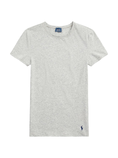 Shop Polo Ralph Lauren Women's Club Cotton Fitted T-shirt In Heather Grey