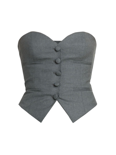 Shop Moschino Women's Strapless Wool Crop Vest In Grey