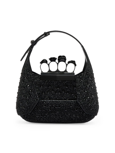 Shop Alexander Mcqueen Women's The Mini Jewelled Hobo Bag In Black