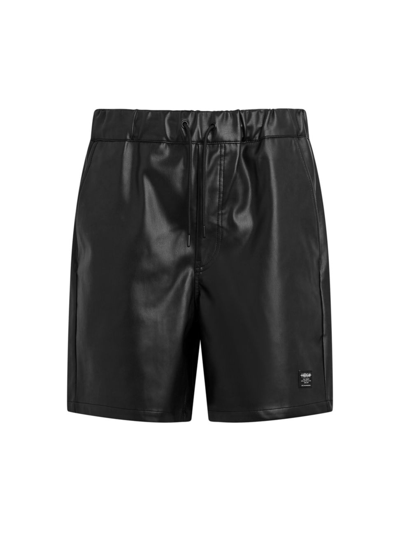 Shop Hudson Men's Faux Leather Drawstring Shorts In Black