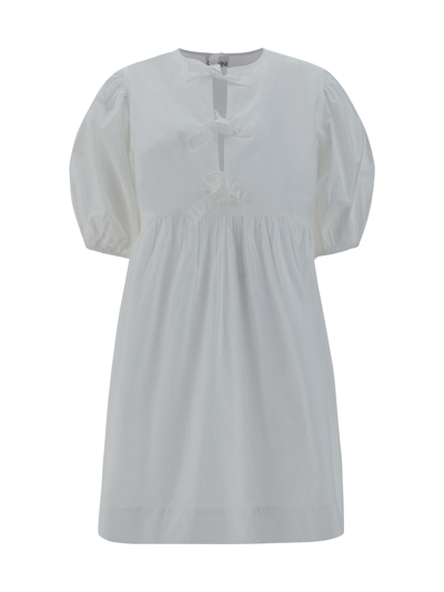 Shop Ganni Mini Dress In Bright White