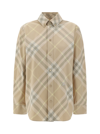 Shop Burberry Check Shirt In Flax Ip Check