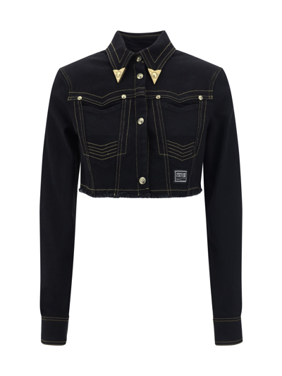 Shop Versace Jeans Couture Crop Shirt In Black Black