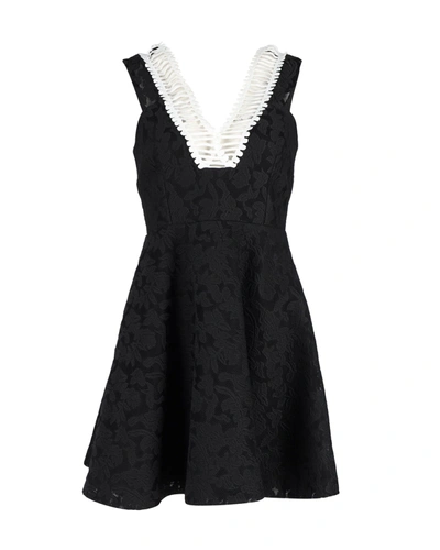 Shop Sandro Rhythm Pleated Embroidered Mesh Mini Dress In Black Polyester
