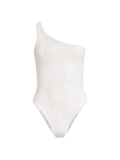 Shop Oceanus Women's Ariel Beaded One-piece Swimsuit In White