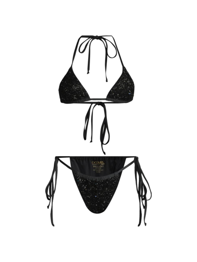 Shop Oceanus Women's Amel Beaded 2-piece Bikini Set In Black