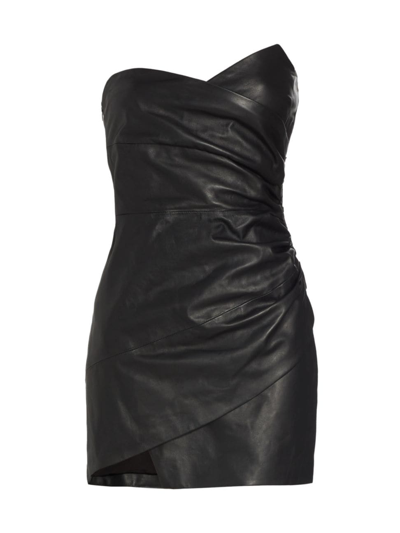 Shop Lamarque Women's Xandra Leather Strapless Minidress In Black