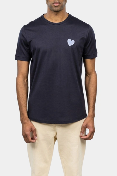 Shop Inimigo Classic Embroidery Contrast Heart T-shirt In Blue
