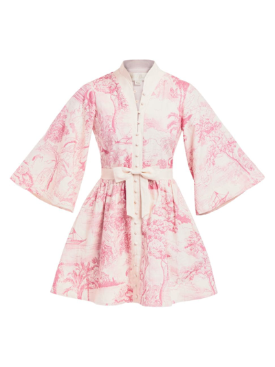 Shop Mestiza New York Women's Carmen Linen-blend Minidress In Pink Ivory