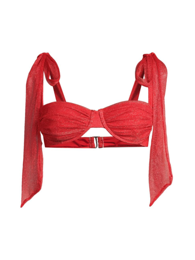 Shop Beach Riot Women's Drea Shimmer Underwire Bikini Top In Red Hot Shine