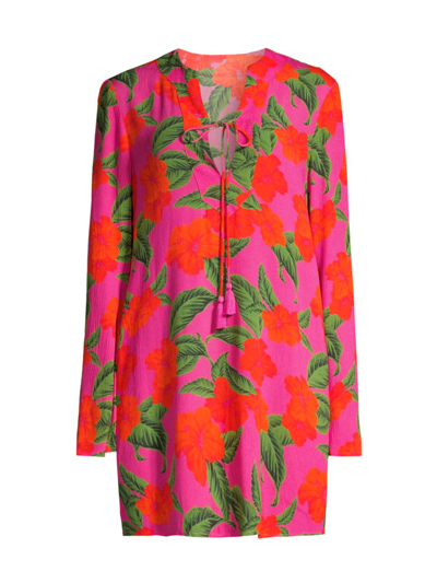 Shop Beach Riot Women's Luana Floral Caftan Cover-up In Hibiscus Sunset
