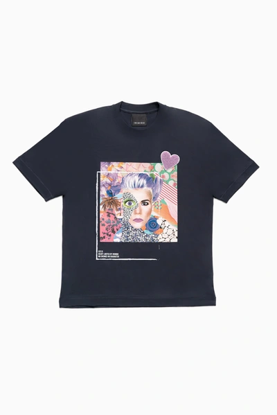 Shop Inimigo Heart Colour Illustration Comfort T-shirt In Blue