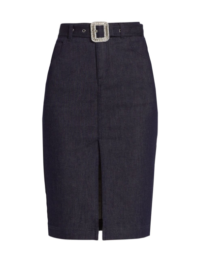 Shop Generation Love Women's Melissa Belted Denim Skirt In Dark Denim Blue