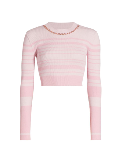 Shop Generation Love Women's Yesi Striped Crop Sweater In Pink Stripe