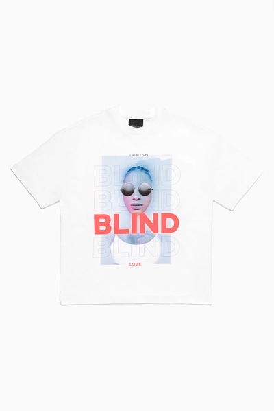 Shop Inimigo Blind Girl Print Oversized T-shirt In White