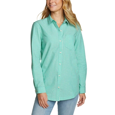 Shop Eddie Bauer Women's Long-sleeve Sunray Seersucker Shirt In Blue