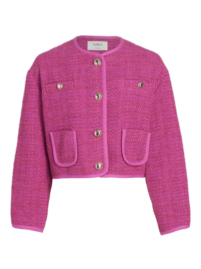 Shop Ba&sh Women's Brittany Tweed Crop Jacket In Rose