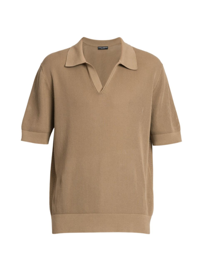 Shop Dolce & Gabbana Men's Cotton Polo Shirt In Beige 10