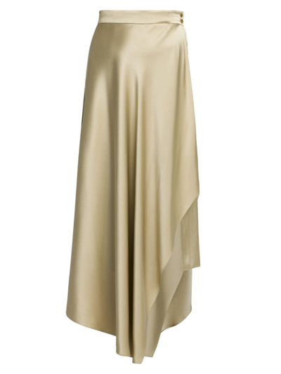 Shop Loro Piana Women's Alin Asymmetric Silk Wrap Maxi Skirt In Cardamom Seeds
