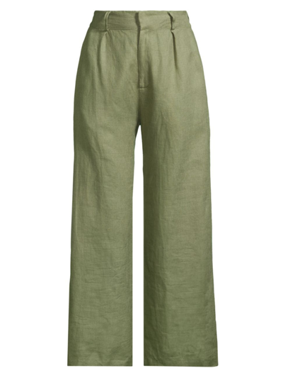 Shop Faithfull The Brand Women's Roma Ida Linen Wide-leg Pants In Sage