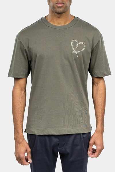 Shop Inimigo Heart Line Comfort T-shirt In Green
