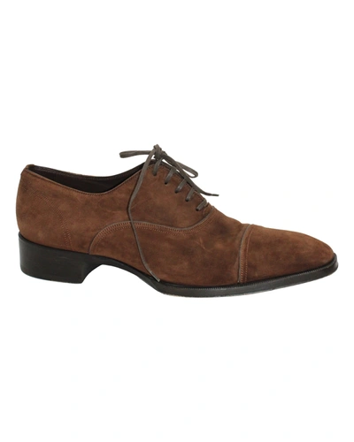 Shop Tom Ford Clayton Cap Toe Oxford Shoes In Brown Suede