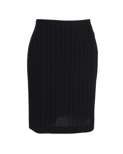 Shop Max Mara Striped Knee-length Skirt In Black Cotton