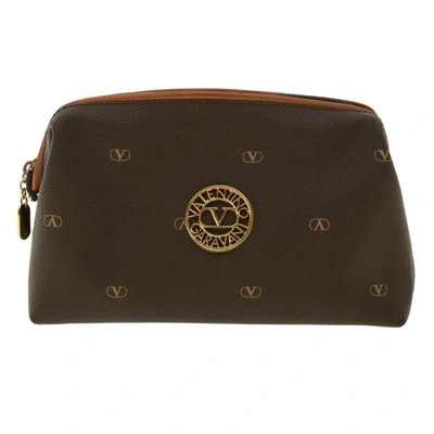 Shop Valentino Leather Clutch Bag () In Brown