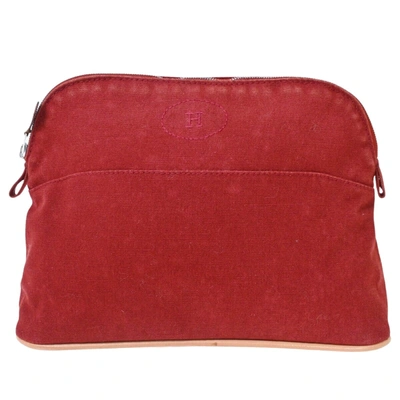 Shop Hermes Bolide Cotton Clutch Bag () In Red