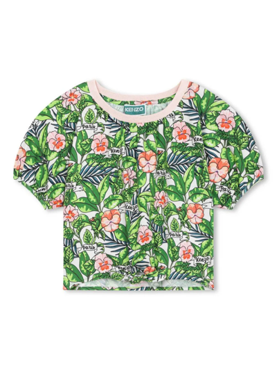 Shop Kenzo T-shirt Stampa A Fiori In Green