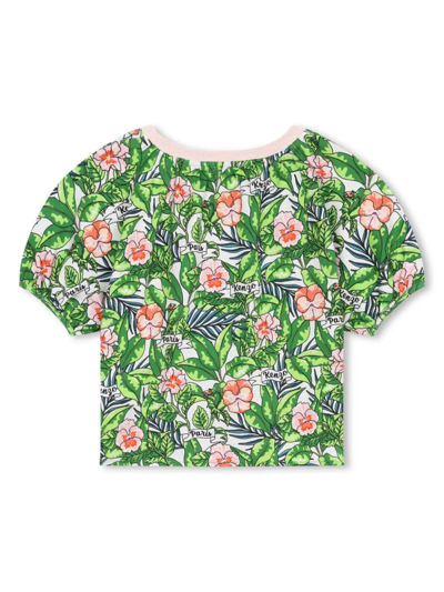 Shop Kenzo T-shirt Stampa A Fiori In Green