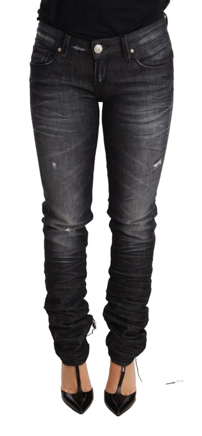 Shop Acht Washed Cotton Low Waist Skinny Blue Trouser Women's Jeans In Black