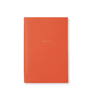 Shop Smythson Cool Cat Chelsea Notebook In Panama In Orange