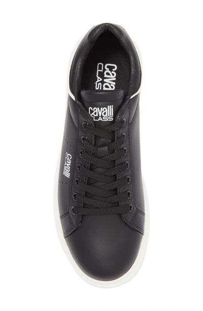Shop Roberto Cavalli Metallic Trim Low Top Sneaker In Black
