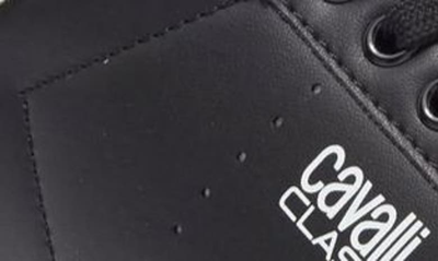 Shop Roberto Cavalli Metallic Trim Low Top Sneaker In Black