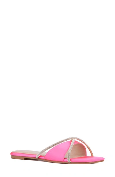 Shop Fashion To Figure Sylvie Rhinestone Slide Sandal In Neon Pink