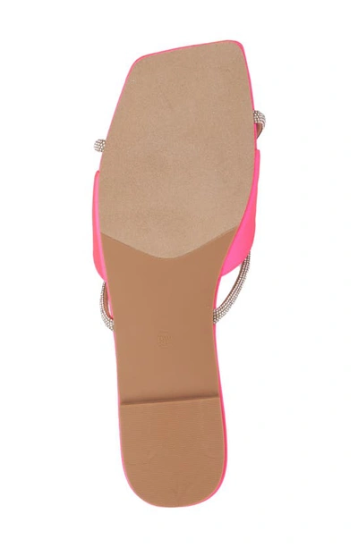 Fashion To Figure Sylvie Rhinestone Slide Sandal In Neon Pink