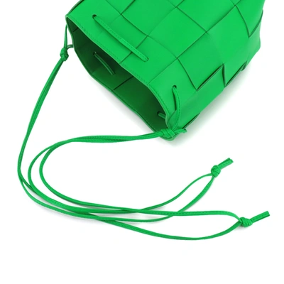 Shop Bottega Veneta Cassette Green Leather Shopper Bag ()
