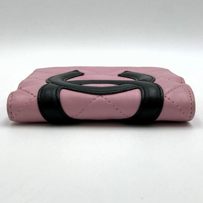 Pre-owned Chanel Cambon Pink Leather Wallet  ()