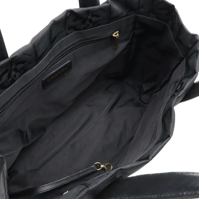 Pre-owned Chanel Travel Line Black Canvas Tote Bag ()