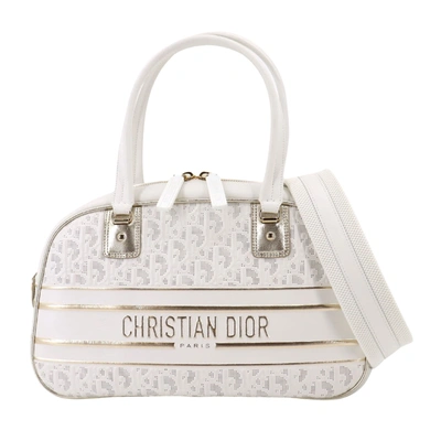 Shop Dior Vibe Seau White Leather Travel Bag ()