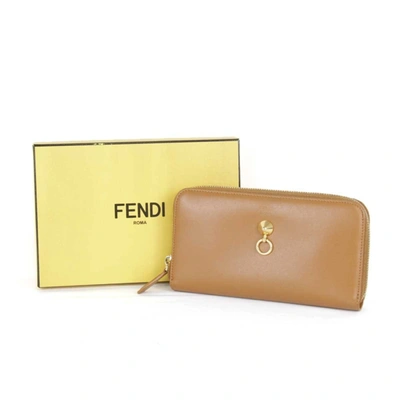 Shop Fendi Camel Leather Wallet  ()