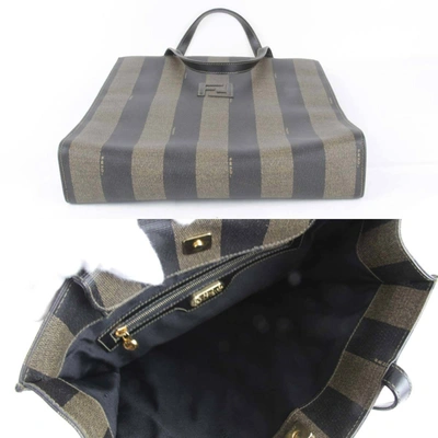 Shop Fendi Pecan Brown Canvas Shoulder Bag ()