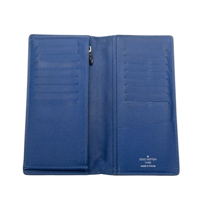 Pre-owned Louis Vuitton Portefeuille Brazza Blue Leather Wallet  ()