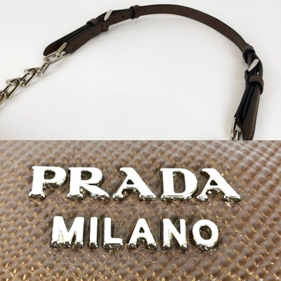 Shop Prada Saffiano Brown Leather Shopper Bag ()